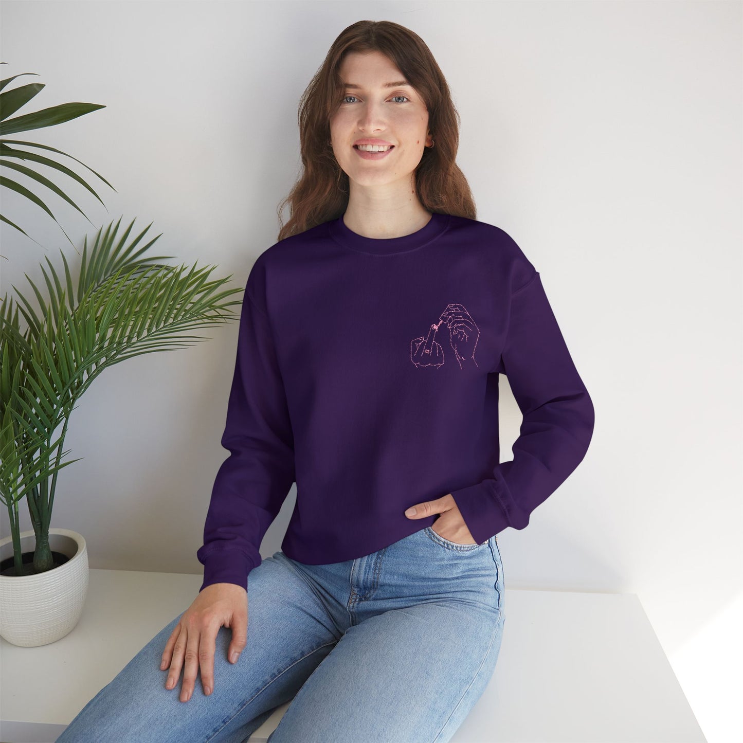 Plum Embroidered Crewneck