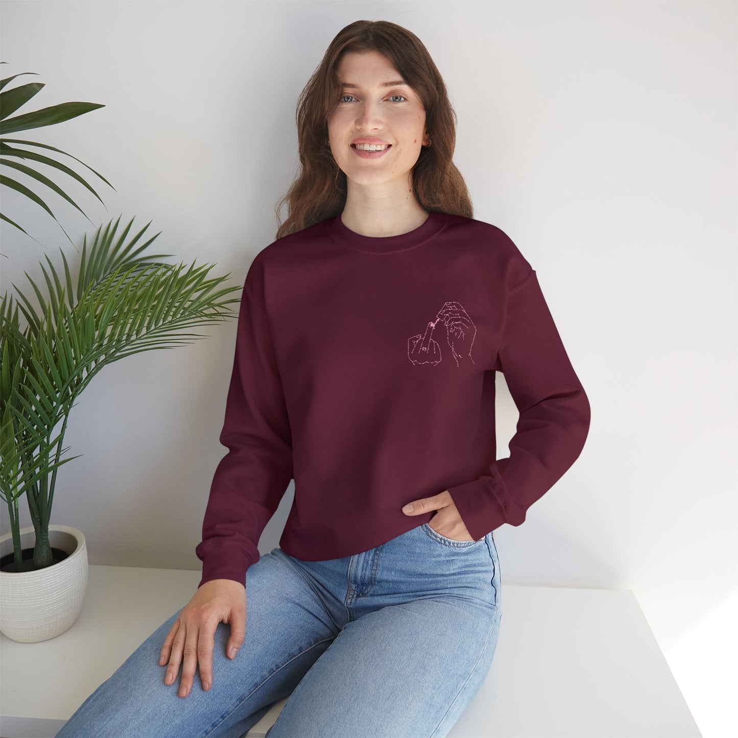 Maroon Embroidered Crewneck