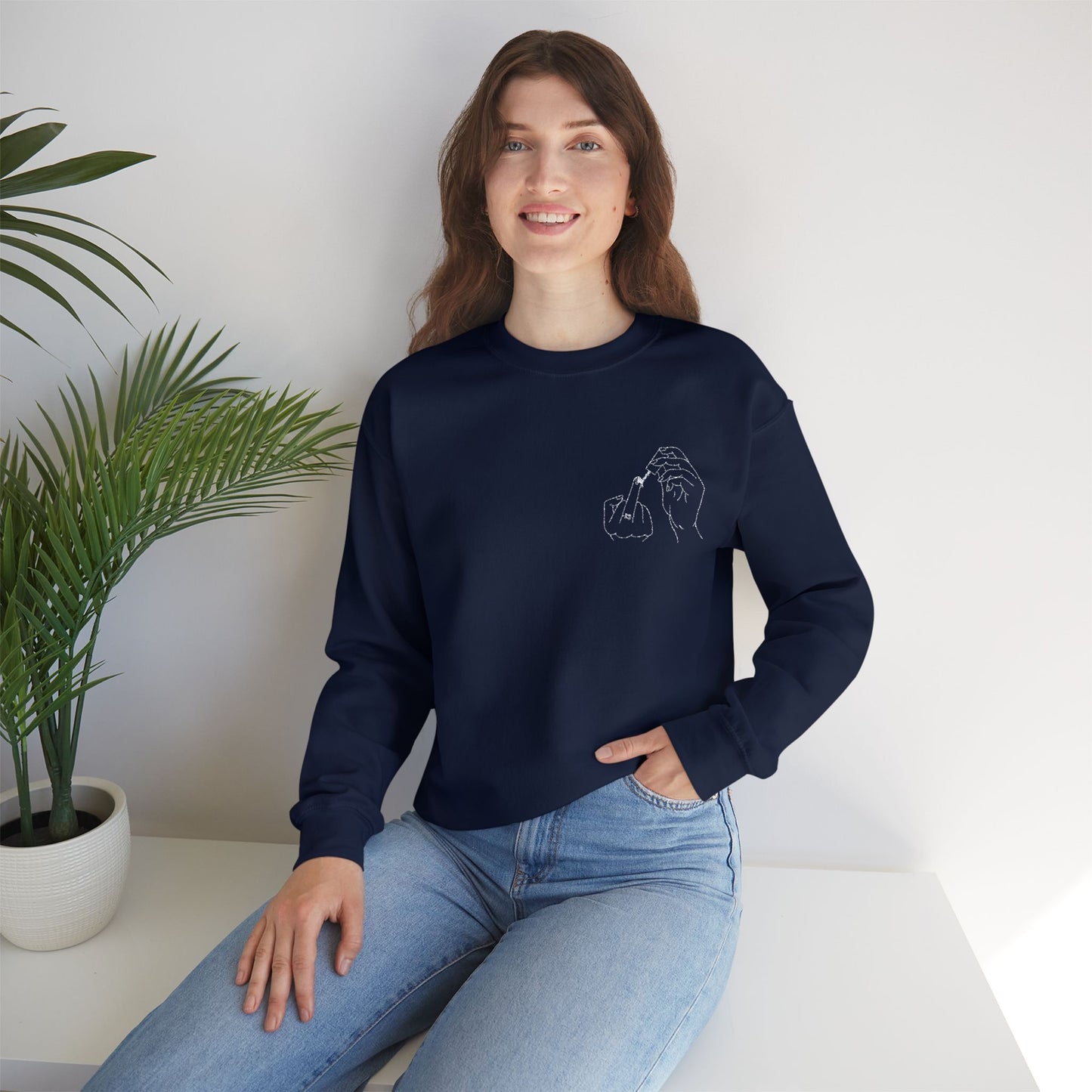 Navy Embroidered Crewneck